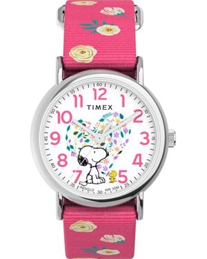 Timex Peanuts Weekender Watch Tw2W83100 Fabric - Pink