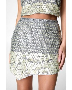 Nasty Gal Limited Hand Embellished Mixed Sequin Asymmetric Mini Skirt - Metallic