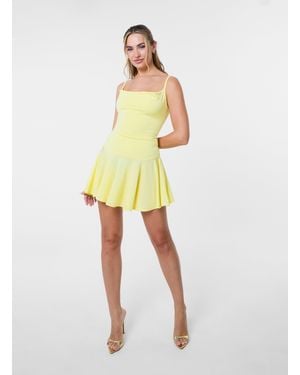 Pink Vanilla Strappy Flippy Dress - Yellow