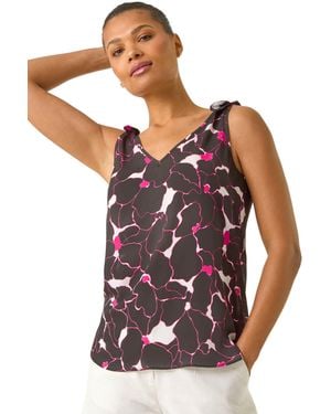 Roman Floral Spot Print Vest Top - Pink