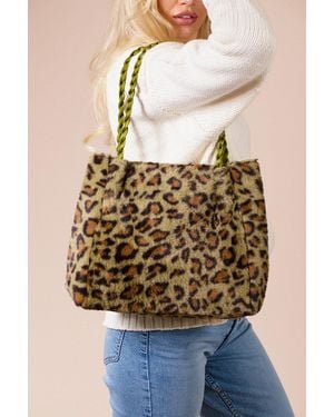 SVNX Faux Fur Shoulder Bag - Natural