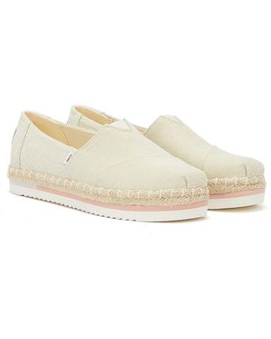 TOMS Alpargata Platform Rope Natural Espadrilles - White