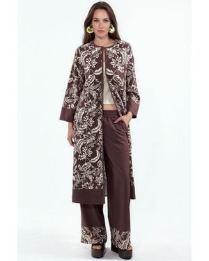Msn-Collection Floral Tunic And Wide-Leg Trousers Set - Multicolour
