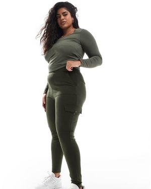 Yours Cargo Pocket Ponte Leggings - Green