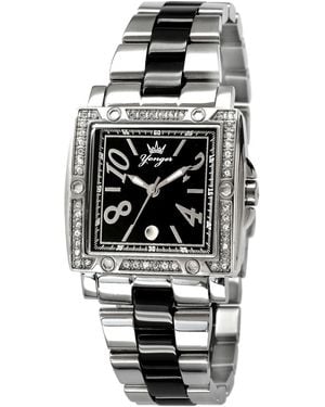 Yonger & Bresson And Bresson: Two Tone Stainless Steel Bracelet With Diamonds On The Bezel Watch - White