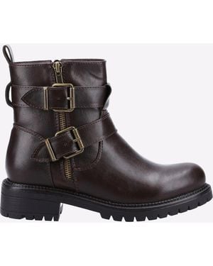 Divaz Sarah Vegan Zip Biker Boots - Black