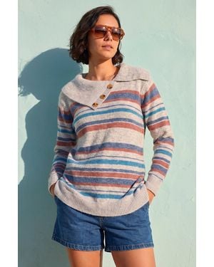 Roman Cowl Neck Stripe Jumper - Grey
