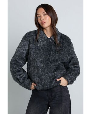 Boohoo Premium Wool Look Bomber - Grey