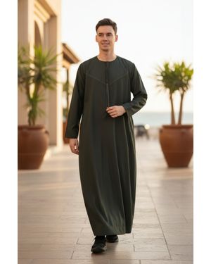 Thobez Ramadan Eid Moroccan Jubba Robe Kaftan Djellaba Thobe Lfs -Tt-008 - Black