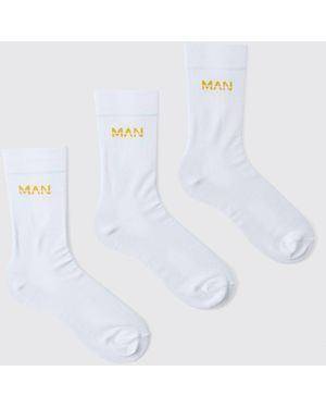 BoohooMAN 3 Pack Dash Socks - White