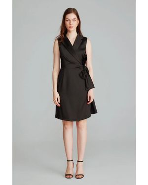 GUSTO Satin Blazer Dress - Black