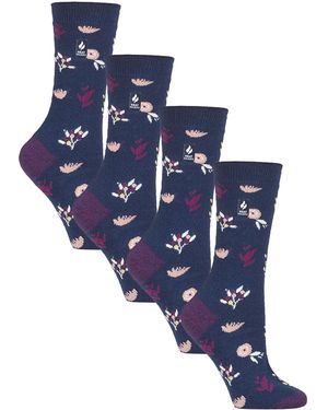 Heat Holders 4 Pairs Ladies Ultralite Lightweight Thermal Socks - Blue