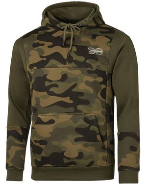 Crosshatch Logo Camo Khaki Hoodie - Green