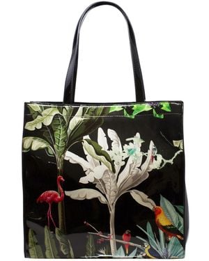 SVNX Glossy Tropical Print Tote Bag - Black