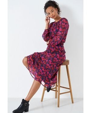Crew Floral 'Lorie' Midi Winter Dress - Red