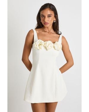 Boohoo 3D Corsage Tailored Strappy Mini Dress - White