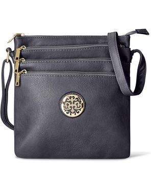 Woodland Leathers Multi Zipper Cross Body Bag For - Blue