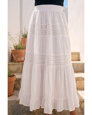 Roman Lace A-Line Midi Skirt - Pink