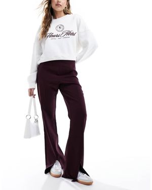 Y.A.S High Waisted Split Hem Trousers - Brown