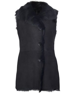 Infinity Leather Toscana Schapenvacht Gilet-Manama Voor - Zwart