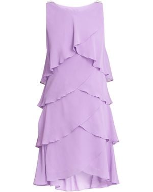 Gina Bacconi Vesta Jewel-Shoulder Tiered Cocktail Dress - Purple