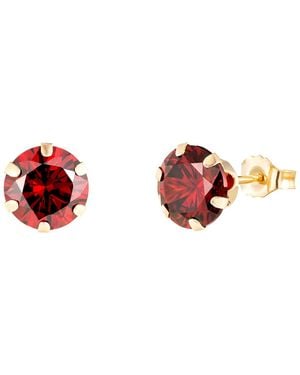 The Jewellery Stockroom 9Ct 6Mm Round Ruby Cubic Zirconia Stud Earrings - Red