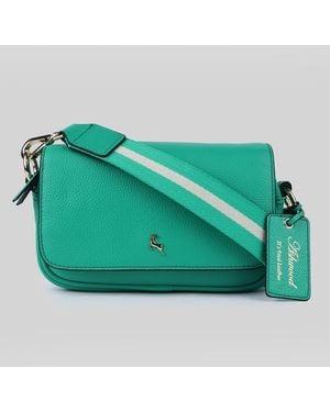 Ashwood Leather 'Eleganza Milano' Real Flapover Crossbody Bag - Green