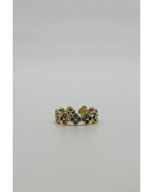 SVNX Diamante Clover Ring - Brown