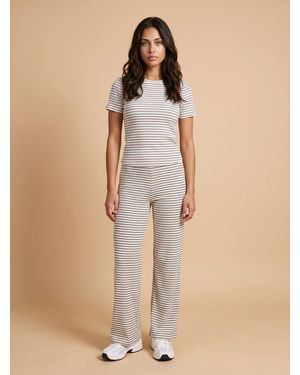 Urban Bliss Ribbed Stripe Wide Leg Trouser - Natural
