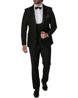 Paul Andrew 3 Piece Tuxedo Suit - Black