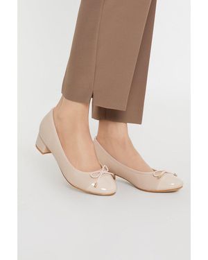 Good for the Sole Talia Comfort Block Heel Ballet Court Shoes - Natural