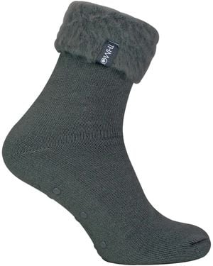 THMO 1 Pack Soft Plush Lined Slipper Bed Socks - Grey