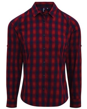 PREMIER Ladies Mulligan Checked Long-Sleeved Shirt - Red