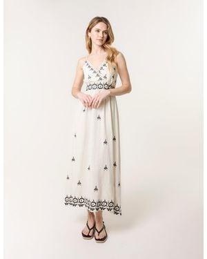 Blue Vanilla Embroidered Sleeveless Maxi Dress - Natural