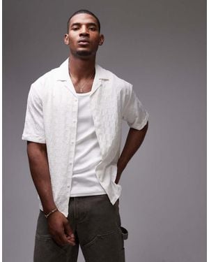 TOPMAN Short Sleeve Textured Grid Shirt - Grey