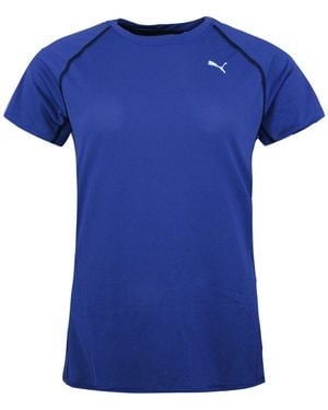 PUMA Pe Running Short Sleeve Tee Gym Fitness Crew Neck Top 513813 09 Cotton - Blue