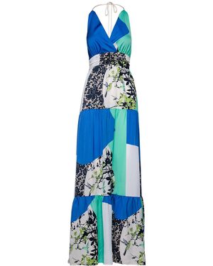 Conquista Maxi Empire Line Patchwork Dress - Blue