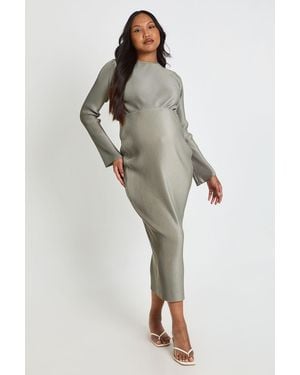 Boohoo Maternity Plisse Batwing Midaxi Dress - Green