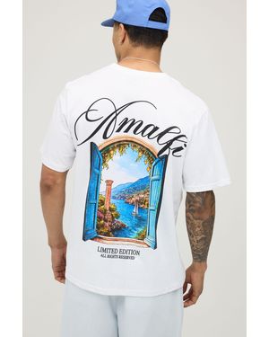 BoohooMAN Relaxed Amalfi Window Print T-Shirt Cotton - Blue