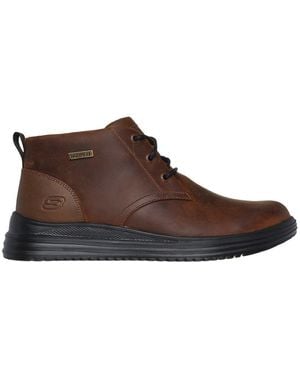 Skechers Proven Conklin Mid 3 Eye Waterproof Lace Up Boot Dark Leather - Brown