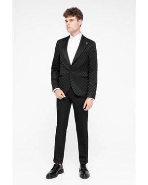 Twisted Tailor Papatya Slim Fit Jacquard Trousers - Black