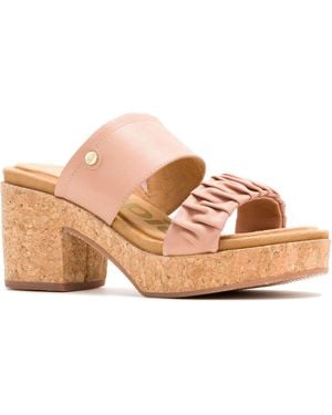 Hush Puppies Poppy Leren Dames Cafe Creme Sandalen - Roze