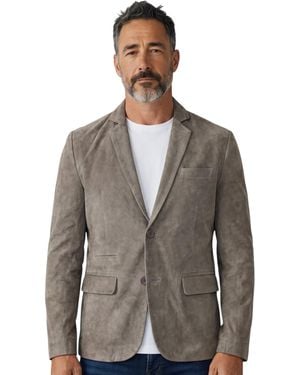 Infinity Leather Italian Suede Blazer Jacket - Grey