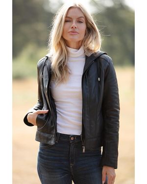 Ashwood Leather 'Malmo' Two-In-One Detachable Hood Jacket - Black