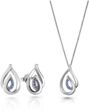 Orphelia 'Dazzle' 925 Sterling Set: Chain-Pendant + Earrings - White
