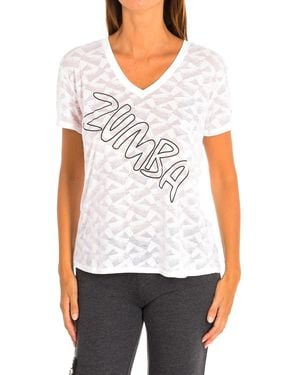 Zumba Sports T-Shirt With Short Sleeves And V-Neck Z1T00587 - White