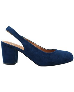 Where's That From Edith Suède Sling Back Brede Blokhak Schoenen (marine) - Blauw