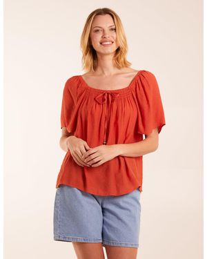 Blue Vanilla Milkmaid Shirred Swing Top