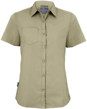 Craghoppers Ladies Kiwi Short-Sleeved Shirt (Pebble) - Green