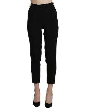 Bencivenga Chic High Waist Skinny Cropped Trousers - Black